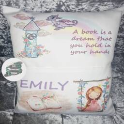 Personalised Princess Pocket Book Cushion, Storytime Decor - thumbnail 2