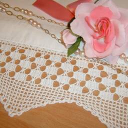 Crochet Lace Border-Edge With Checkered Motifs-White Cotton To Be Applied-cm.50xcm.12.50-On Ordering - thumbnail 2