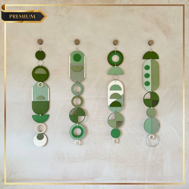 Green & Silver Geometric Plywood Wall Art - Mid-Century Modern - image 1