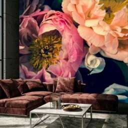 Huge Peonies Flower Wallpaper Pink Beige Flower Wall Mural Bedroom Peonies Customizable Mural Removablebeige & Pink Peony Decals - thumbnail 2