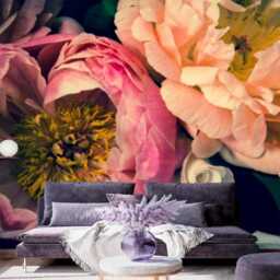 Huge Peonies Flower Wallpaper Pink Beige Flower Wall Mural Bedroom Peonies Customizable Mural Removablebeige & Pink Peony Decals - thumbnail 4