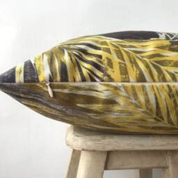 Grey Olive Green & Yellow Pillow Cover , Leaf Couch Branch Cushion Case Fern Palm Throw Pillow, Tropical Euro Sham - thumbnail 3
