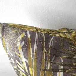 Grey Olive Green & Yellow Pillow Cover , Leaf Couch Branch Cushion Case Fern Palm Throw Pillow, Tropical Euro Sham - thumbnail 2