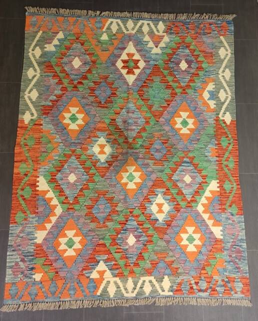 Kilim Rug Classic, Handmade Artisan Afghan Turkish Navajo Natural Wool 193x157 cm - image 1