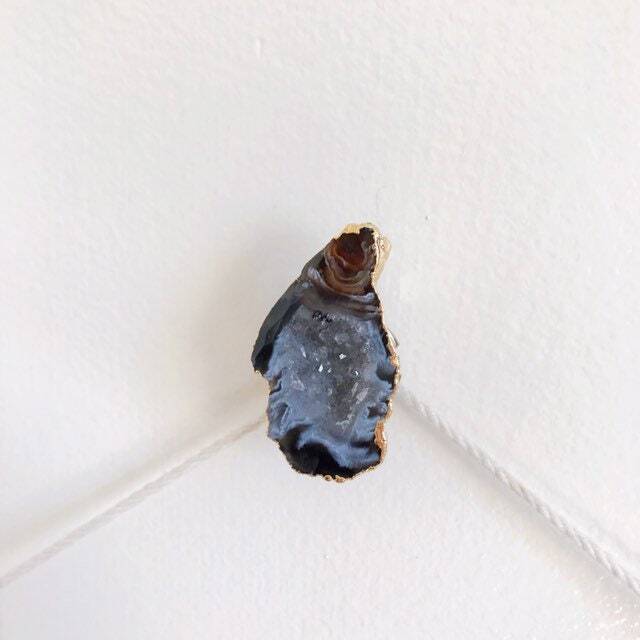 Geode, Agate Slice, Black, Screw Cover, Nail Wall Hanging, Boho, Accent, Decor, Crystal, Gemstone, Hook, Tapestry, Weaving - image 1