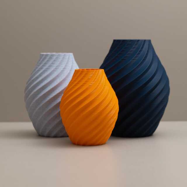 Orange & Navy Blue Swirl Vase Set Decorative Ornaments, Home Decor - image 1