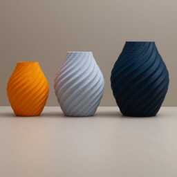 Orange & Navy Blue Swirl Vase Set Decorative Ornaments, Home Decor - thumbnail 2
