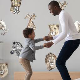Watercolour Safari Heads Wall Sticker Pack, Jungle Stickers, Room Decor, Zebra - thumbnail 2