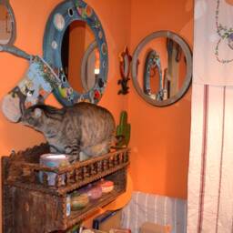 New Home Gifts, Decorative Wall Mirror, Large Round Blue Hemp House Warming Mirrors, Expensive Anniversary Gifts, Fish Lovers Mirror - thumbnail 2