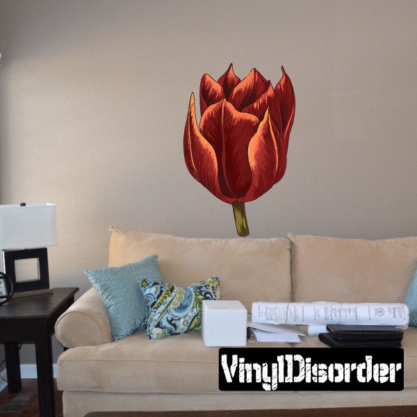 Floral Flower Wall Decal - Fabric Vinyl Removable & Reusable Floralfloweruscolor079Et