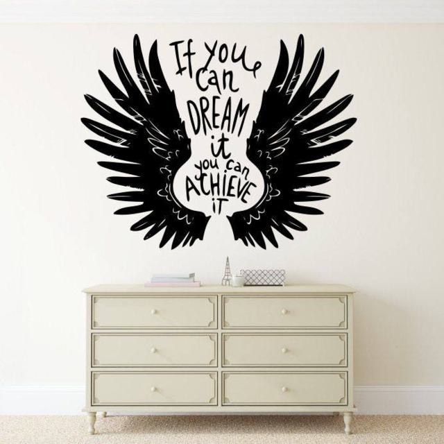 If You Can Dream Wall Decal Wings Vinyl Stickers Motivational Quotes Home Art Design Murals Inspirational Room Interior - 3Nr - image 1