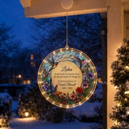Memorial Led Hanging Light, Personalized Porch Suncatcher, Front Yard Sympathy Garden Decor - thumbnail 2