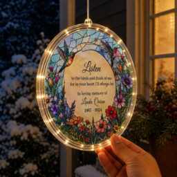 Memorial Led Hanging Light, Personalized Porch Suncatcher, Front Yard Sympathy Garden Decor - thumbnail 3