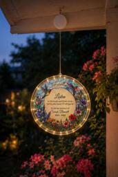 Memorial Led Hanging Light, Personalized Porch Suncatcher, Front Yard Sympathy Garden Decor