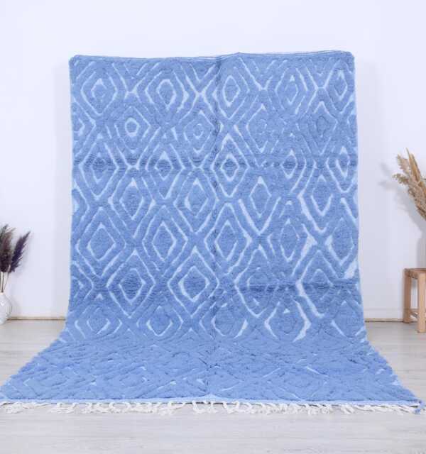 Custom Moroccan Rug, Sky Blue Berber Authentic Beni Ouarain Rug - image 1