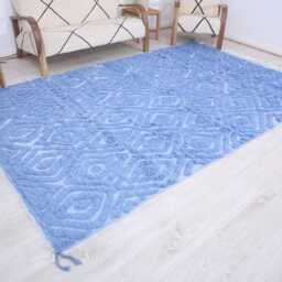 Custom Moroccan Rug, Sky Blue Berber Authentic Beni Ouarain Rug - thumbnail 3