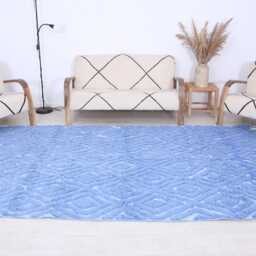Custom Moroccan Rug, Sky Blue Berber Authentic Beni Ouarain Rug - thumbnail 2
