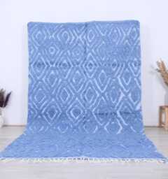 Custom Moroccan Rug, Sky Blue Berber Authentic Beni Ouarain Rug - thumbnail 1