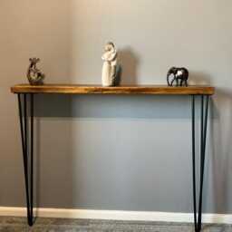Rustic Radiator Shelf, Narrow Console Table, Hairpin Legs, Hallway Furniture, Reclaimed Wood Console, Storage Solution - thumbnail 3