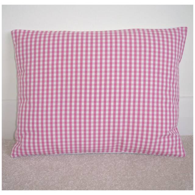 "Pink Gingham Cushion Cover 12X16 Oblong Bolster & White Check Pillow Sham 16"" X 12"" Lumbar Case Slip Pillowcase 16""X12"