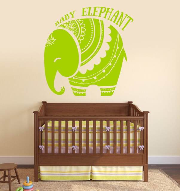 Wall Decal Vinyl Baby African Elephant Decor For Nursery & Kids Play Room - #2738Dn - image 1