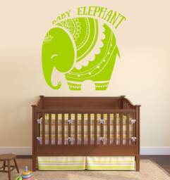Wall Decal Vinyl Baby African Elephant Decor For Nursery & Kids Play Room - #2738Dn - thumbnail 1