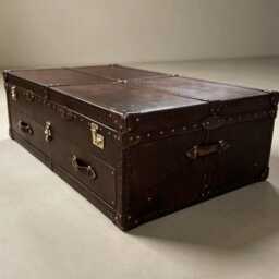 Custom Leather Trunk, English Handmade Luxury Bespoke Chest For Living Room, Hand Dyed Unique - thumbnail 1