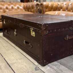 Custom Leather Trunk, English Handmade Luxury Bespoke Chest For Living Room, Hand Dyed Unique - thumbnail 2