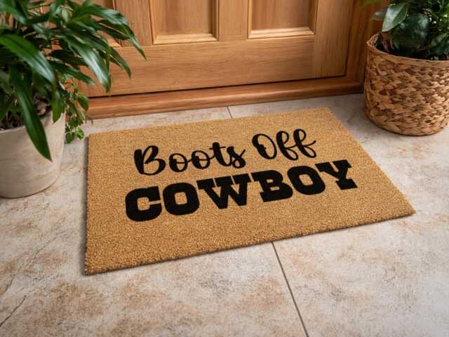 Boots Off Cowboy Doormat - Custom Western Welcome Rug Funny Ranch Home D??cor - image 1