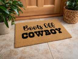 Boots Off Cowboy Doormat - Custom Western Welcome Rug Funny Ranch Home D??cor - thumbnail 1