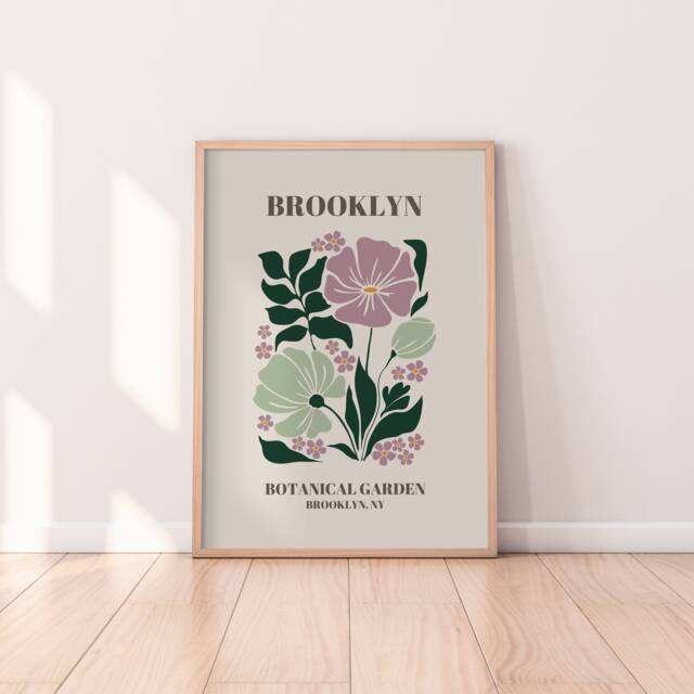 Brooklyn Botanical Garden Print - Retro Plant Print, Cute Art, Colourful Boho Lover Gift, Living Room, Bedroom Art - image 1