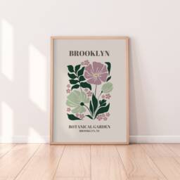 Brooklyn Botanical Garden Print - Retro Plant Print, Cute Art, Colourful Boho Lover Gift, Living Room, Bedroom Art - thumbnail 1