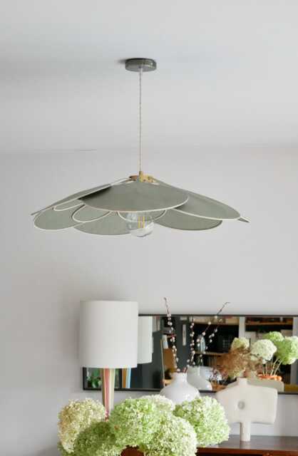 14-Petal Flower Pendant Light in Linen & Rattan - Handcrafted Chandelier Japanese Wabi-Sabi Lighting Natural Decoration - image 1