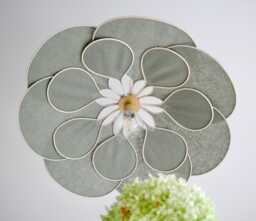 4. 14-Petal Linen & Rattan Flower Pendant Light - Chandelier Lamp Wall Handmade - thumbnail 1