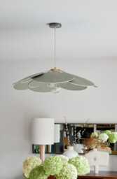 14-Petal Flower Pendant Light in Linen & Rattan - Handcrafted Chandelier Japanese Wabi-Sabi Lighting Natural Decoration