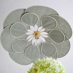 14-Petal Flower Pendant Light in Linen & Rattan - Handcrafted Chandelier Japanese Wabi-Sabi Lighting Natural Decoration - thumbnail 2