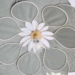 4. 14-Petal Linen & Rattan Flower Pendant Light - Chandelier Lamp Wall Handmade - thumbnail 2