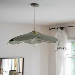 4. 14-Petal Linen & Rattan Flower Pendant Light - Chandelier Lamp Wall Handmade - thumbnail 3