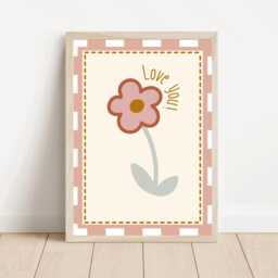 Pretty Love You Flower With A Boho Colour Palette. Perfect For Girls Room, Playroom Or Nursery - Print Only - thumbnail 2