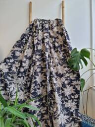 Kantha Stitch Pure Cotton Reversible Bed/Sofa Throw King Size Handmade Floral Indian Dohar Elegant Black Beige Oriental Gardenia Botanical - thumbnail 1