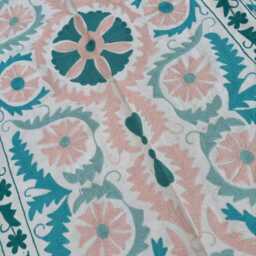 Handcrafted Suzani Quilt - Cotton Fabric, Vibrant Boho Embroidery, Reversible Decorative Bedspread - thumbnail 3