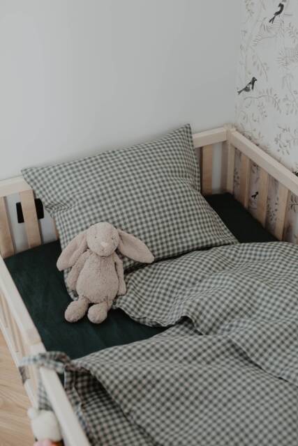 Linen Toddler Bedding Set in Gingham. Baby Bedding. For Kids - image 1