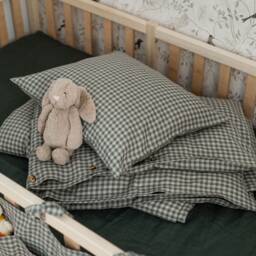 Linen Toddler Bedding Set in Gingham. Baby Bedding. For Kids - thumbnail 2