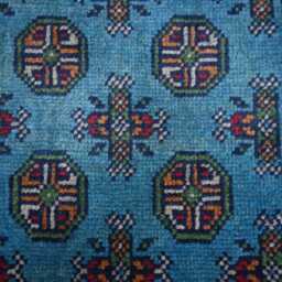 Blue 2x6 Ft Short Runner Rug, Handmade Wool Rug, Tekke Mowri Gul Design Rug Afghan Runner, Turkmen Tribal Hallway Entry Way - thumbnail 3