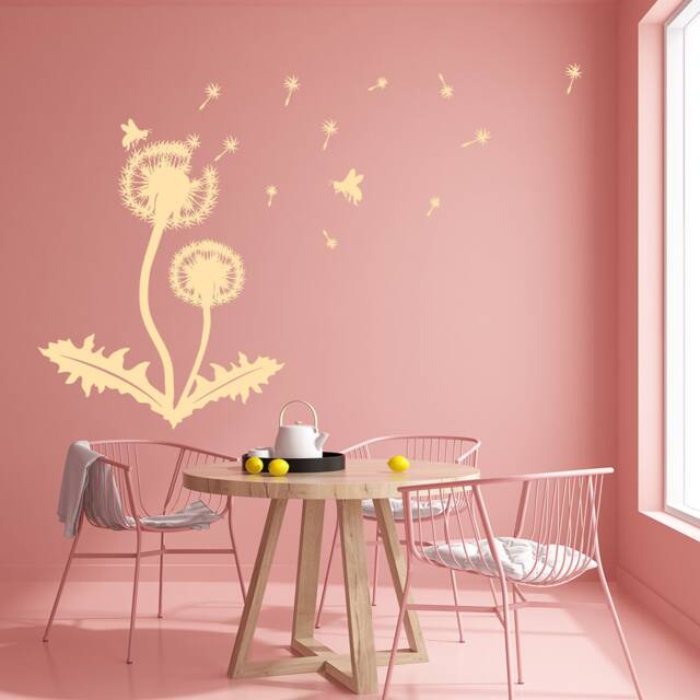 Dandelion Vinyl Sticker Wall Decal - Dandelions Art Flower Decor Nursery Decals Floral Plant Nature Seeds Cute Bedroom Blowing Stickers - image 1