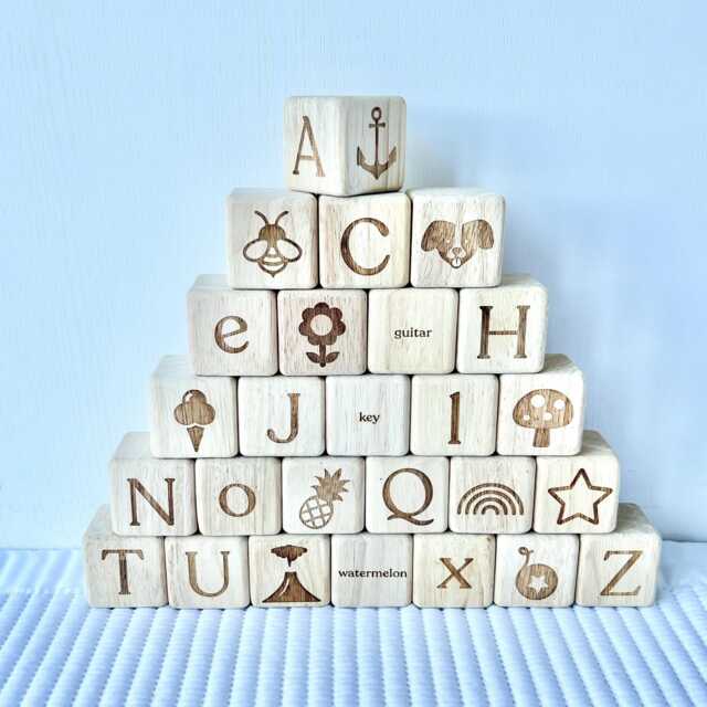 Exclusive Engraved Beech Wood Alphabet Blocks - UK Handcrafted Baby Gift - image 1