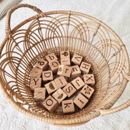 Exclusive Engraved Beech Wood Alphabet Blocks - UK Handcrafted Baby Gift - thumbnail 3