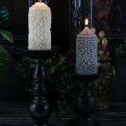 Mildred Gothic Pillar Candle - Home Decor By The Blackened Teeth Vegan Unique - thumbnail 3