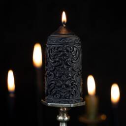 Mildred Gothic Pillar Candle - Home Decor By The Blackened Teeth Vegan Unique - thumbnail 2