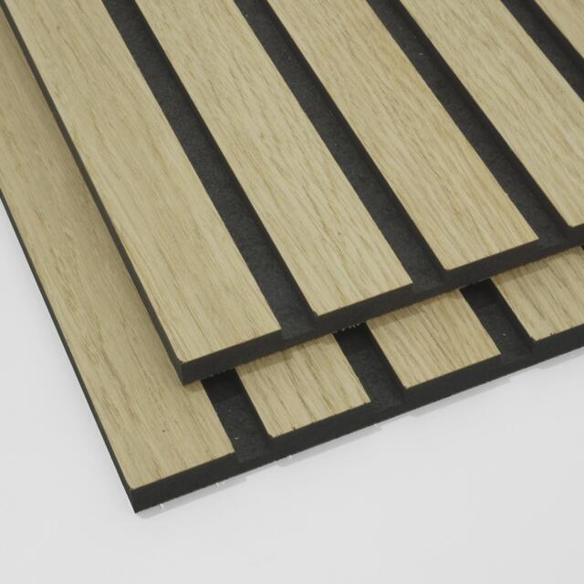 Oak Veneer Slat Wall Panelling Diy 2400mm X 390mm Sheet - image 1